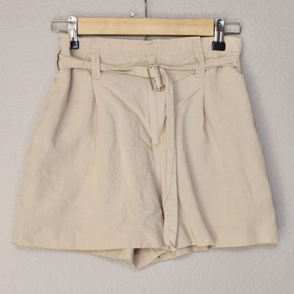 Club Monaco High Waist Tan Shorts with Belt Paperbag Size 00 Women's